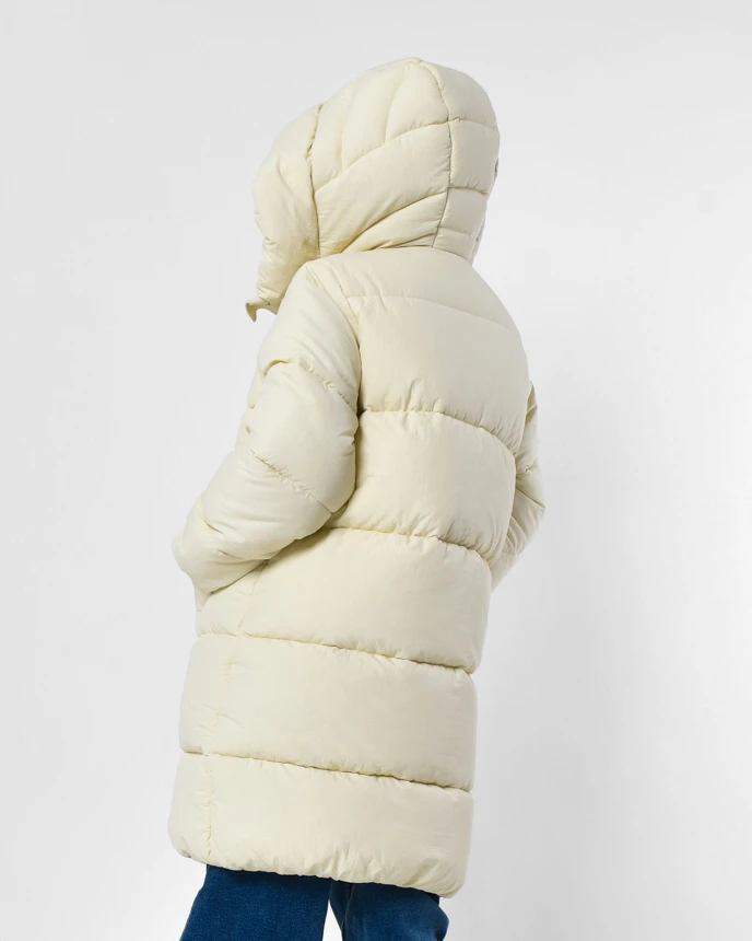 Зимовий пуховик для дівчаток молочний | 92222