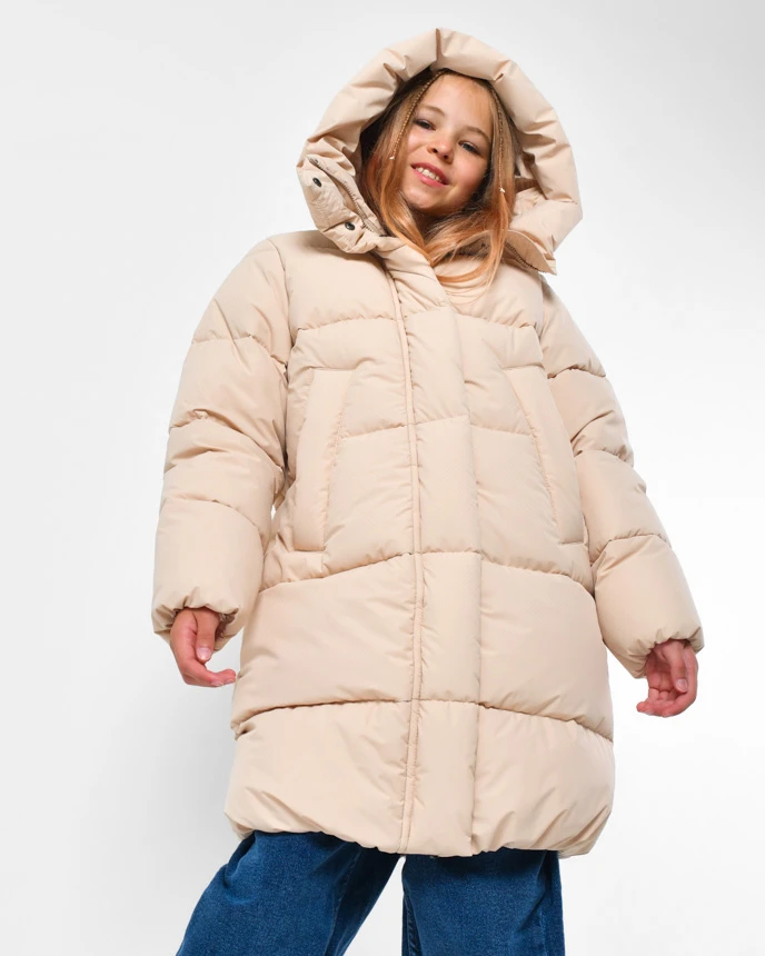 Зимовий пуховик для дівчаток бежевий | 92185 Зимовий пуховик для дівчаток бежевий | 92185