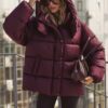 Зимова куртка знімним капюшоном бордова | 92090 Зимова куртка знімним капюшоном бордова | 92090