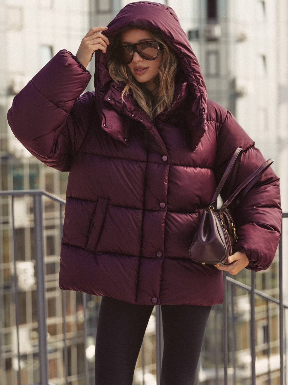 Зимова куртка знімним капюшоном бордова | 92090 Зимова куртка знімним капюшоном бордова | 92090