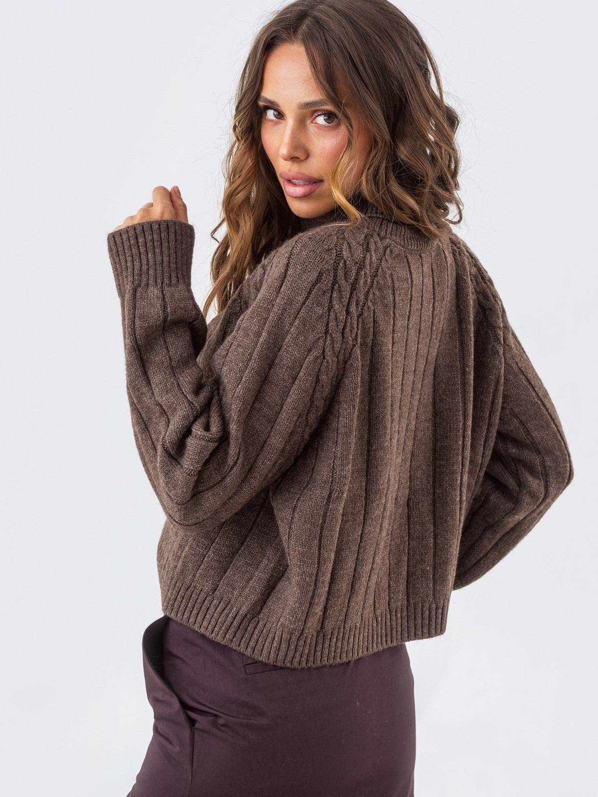 Светр вільного крою вовна з акрилом коричневий | 92147