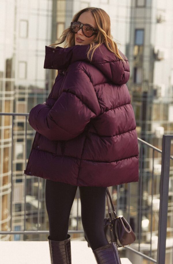 Зимова куртка знімним капюшоном бордова | 92090