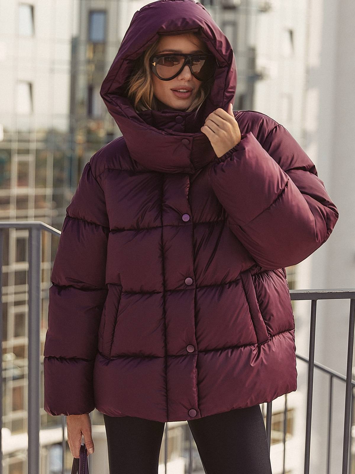 Зимова куртка знімним капюшоном бордова | 92090 Зимова куртка знімним капюшоном бордова | 92090