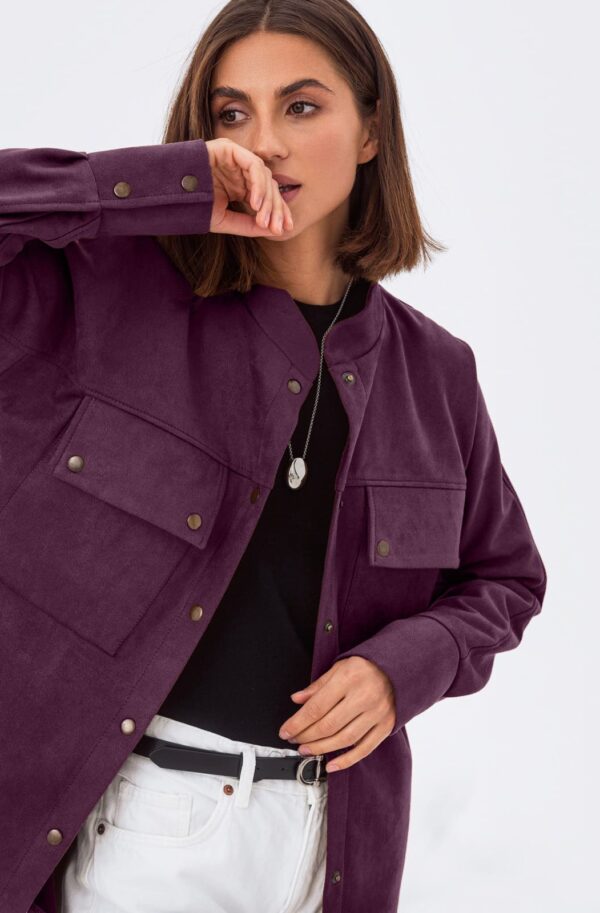Подовжена замшева сорочка фіолетова | 92654