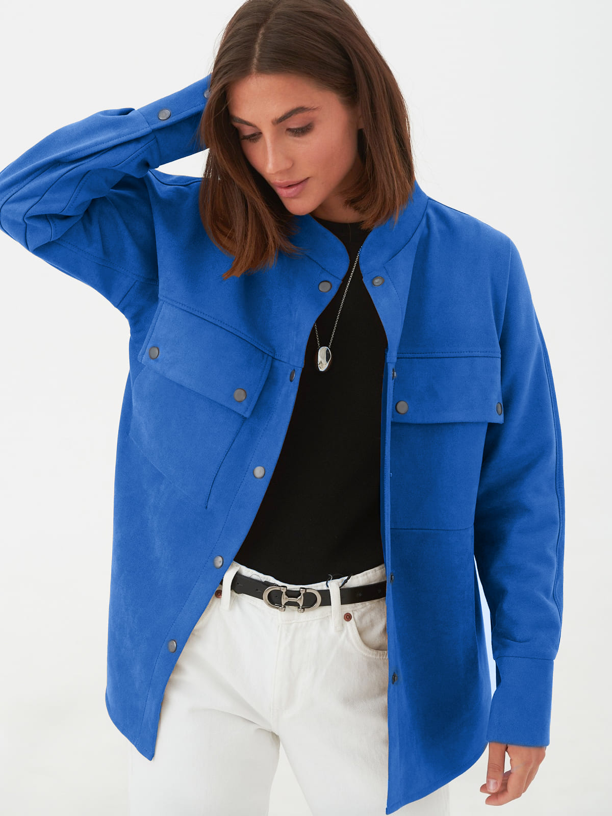 Подовжена замшева сорочка синя | 92667 Подовжена замшева сорочка синя | 92667