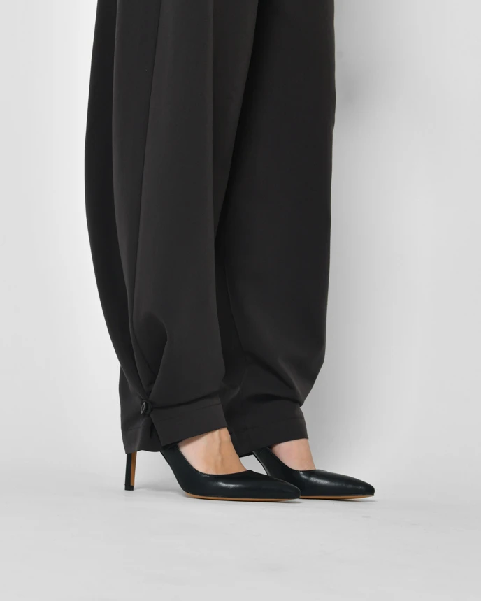 Оригінальні костюмні широкі штани графітові | 92547