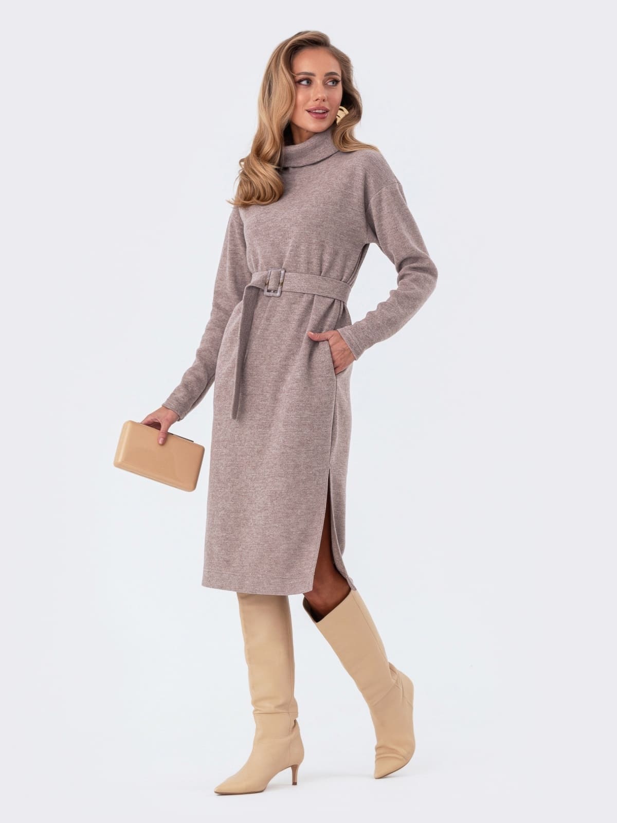 Трикотажна сукня з додаванням вовни бежева | 93253 Трикотажна сукня з додаванням вовни бежева | 93253