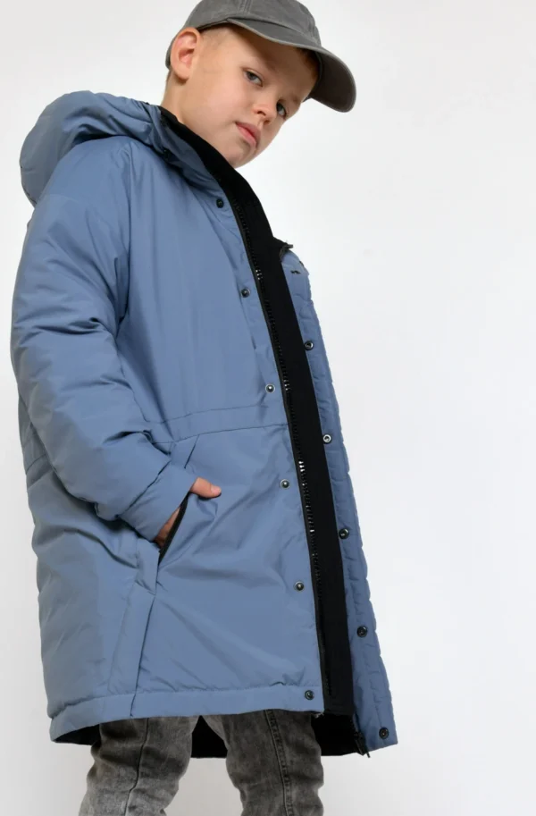 Зимова куртка для хлопчиків кольору джинс | 92796