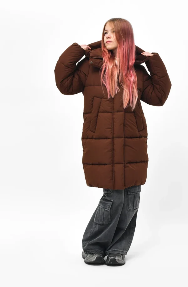 Зимовий пуховик для дівчаток коричневий | 92733
