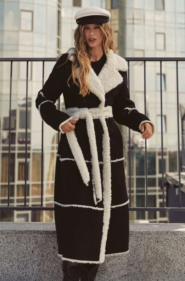 Елегантна дублянка чорна з екозамші | 92895