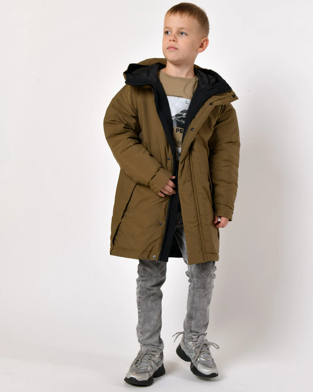 Зимова куртка для хлопчиків кольору хакі | 92814