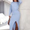 Трикотажний костюм зі спідницею блакитний | 92981 Трикотажний костюм зі спідницею блакитний | 92981