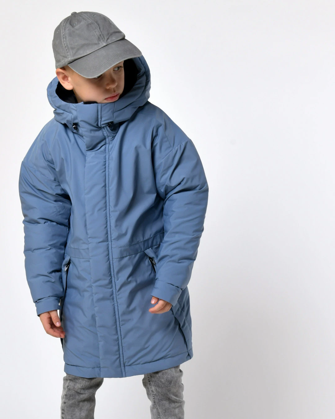 Зимова куртка для хлопчиків кольору джинс | 92796