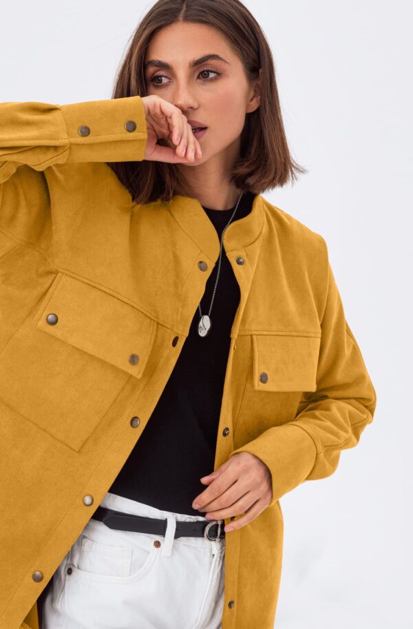 Подовжена замшева сорочка гірчична | 92643