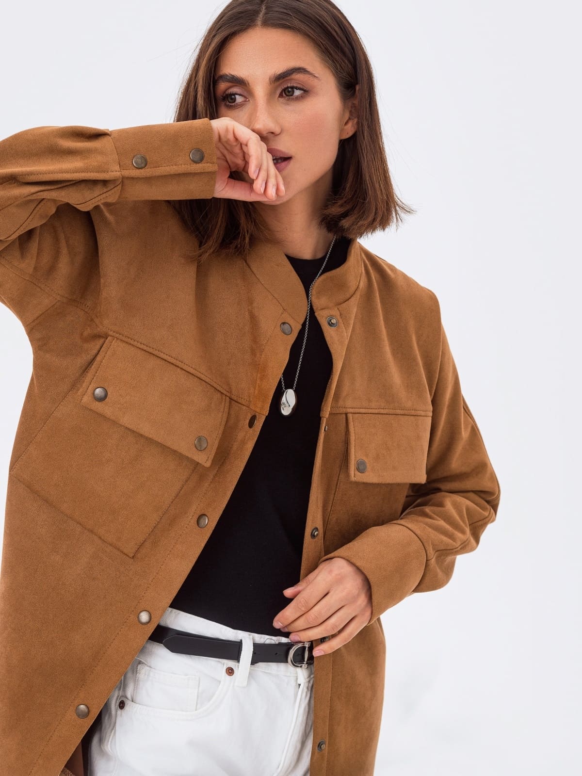 Подовжена замшева сорочка коричнева | 92674 Подовжена замшева сорочка коричнева | 92674