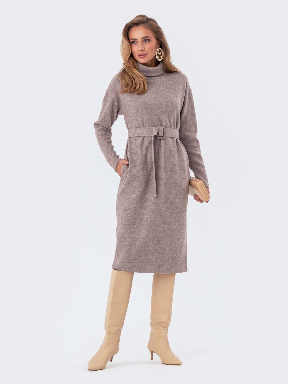 Трикотажна сукня з додаванням вовни бежева | 93253 Трикотажна сукня з додаванням вовни бежева | 93253