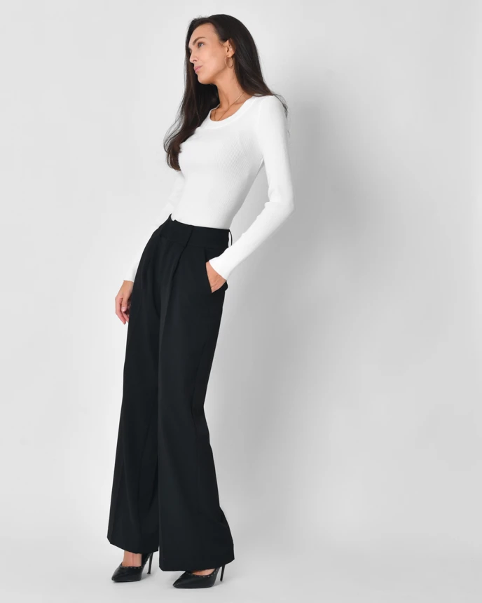 Ділові демісезонні штани прямого крою чорні | 92533