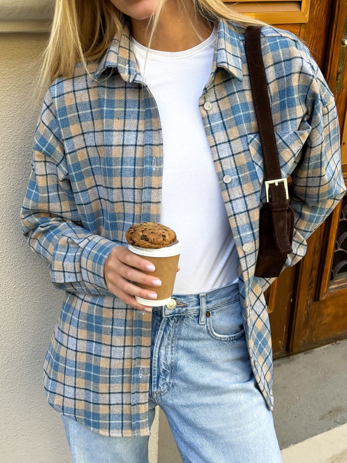 Фланелева сорочка блакитна у клітинку | 93226