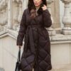 Зимове стьобане пальто з каптуром коричневе | 92886 Зимове стьобане пальто з каптуром коричневе | 92886