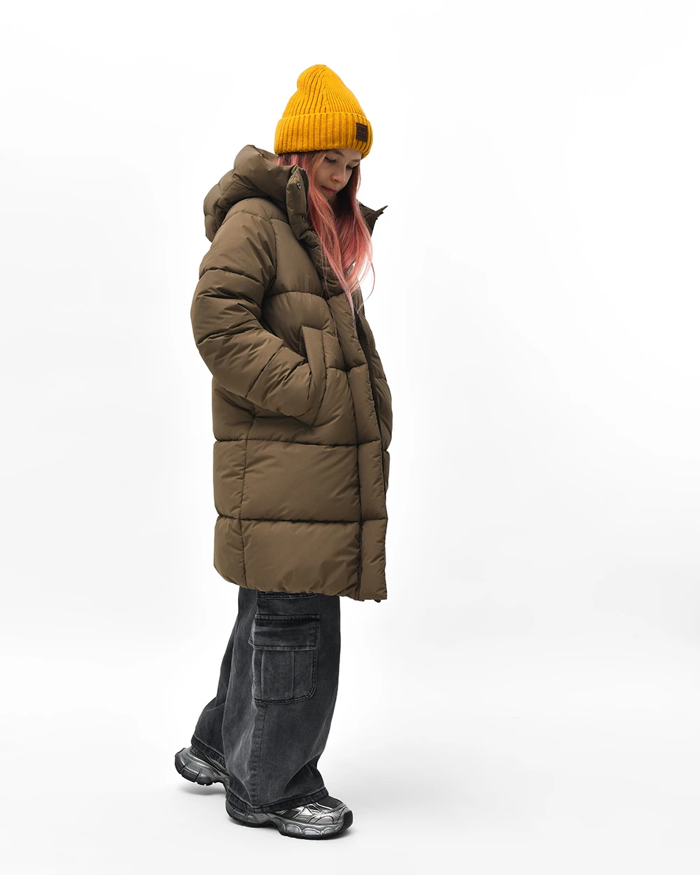 Зимовий пуховик для дівчаток оливковий | 92750