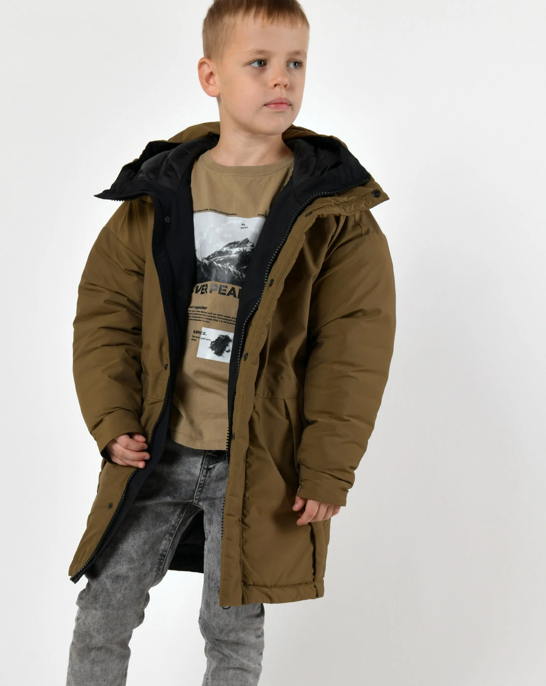 Зимова куртка для хлопчиків кольору хакі | 92814