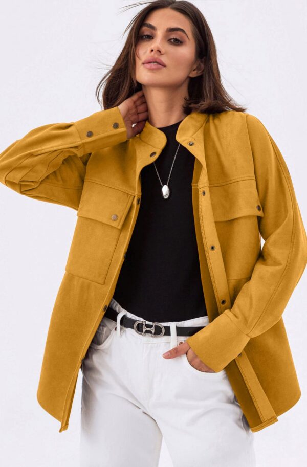 Подовжена замшева сорочка гірчична | 92643