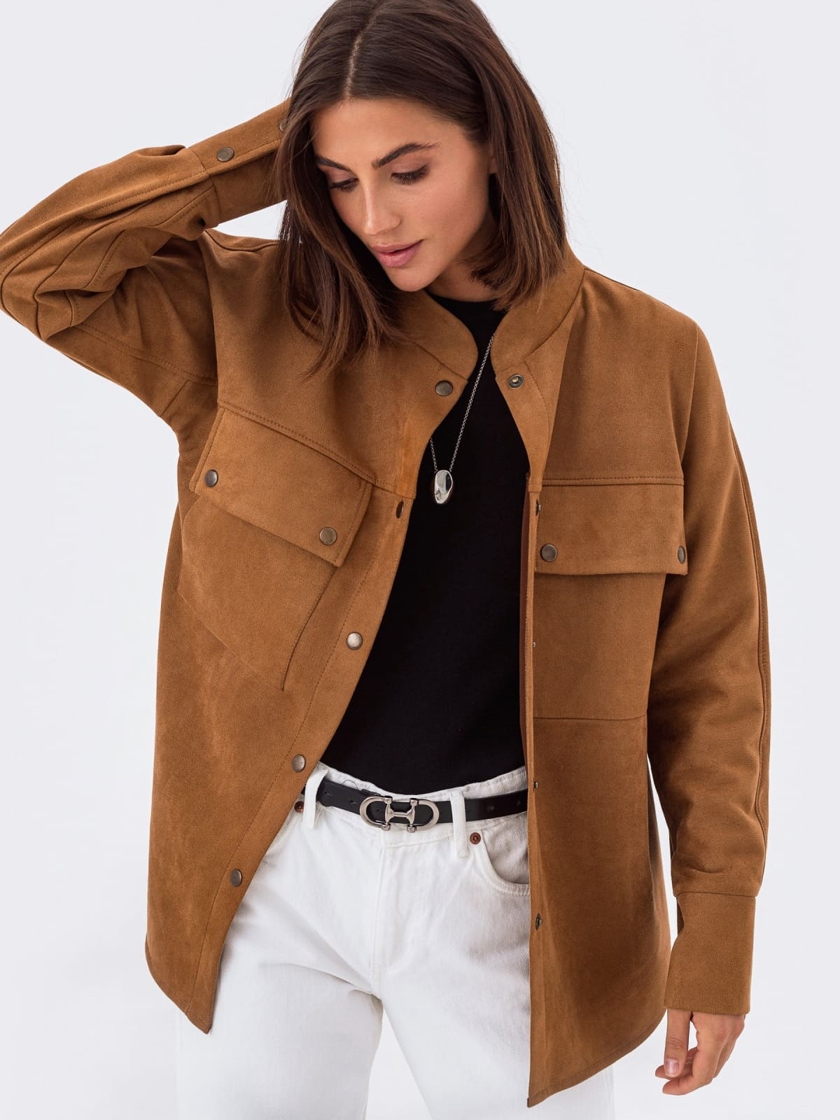 Подовжена замшева сорочка коричнева | 92674 Подовжена замшева сорочка коричнева | 92674