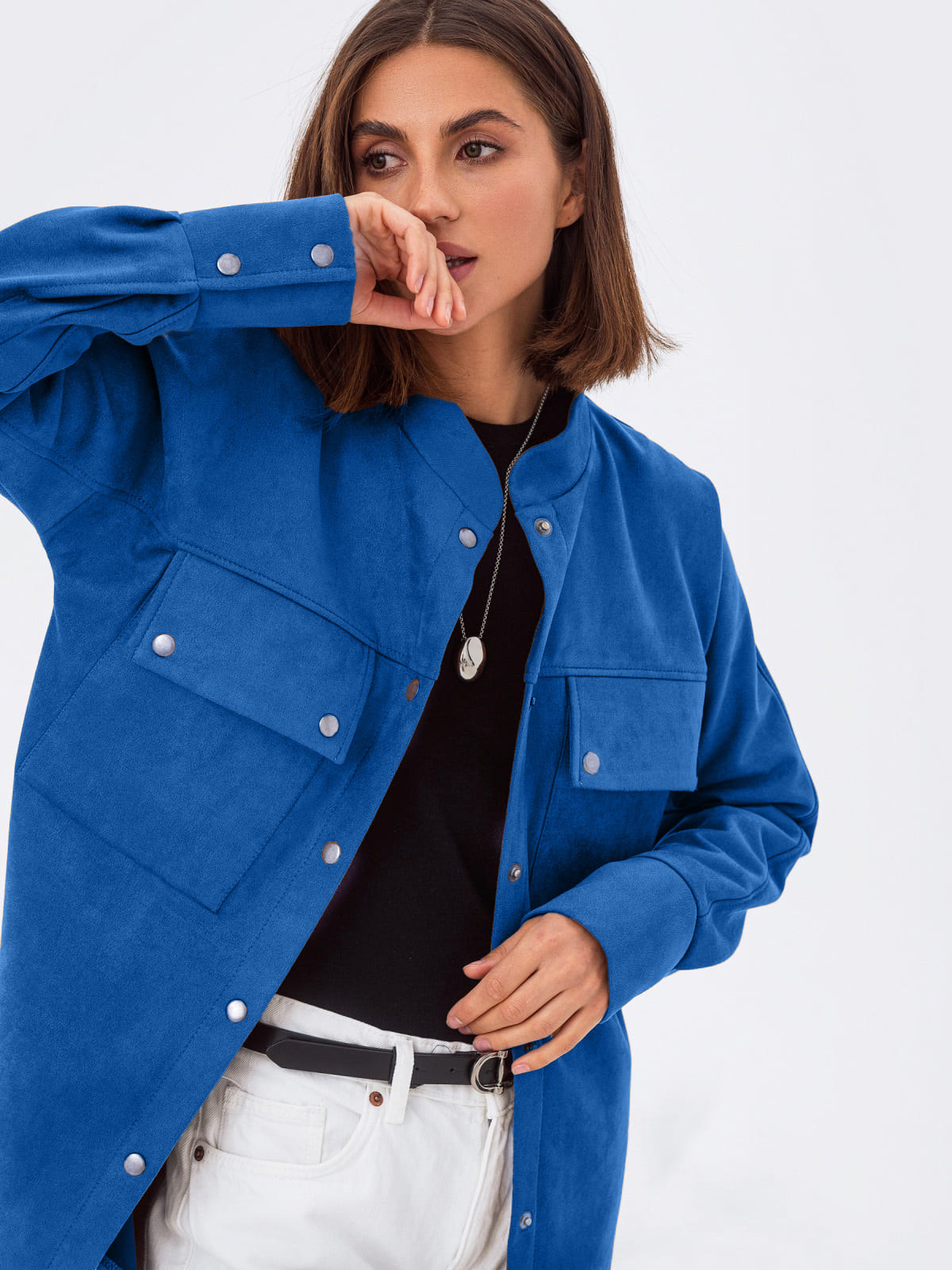 Подовжена замшева сорочка синя | 92667 Подовжена замшева сорочка синя | 92667