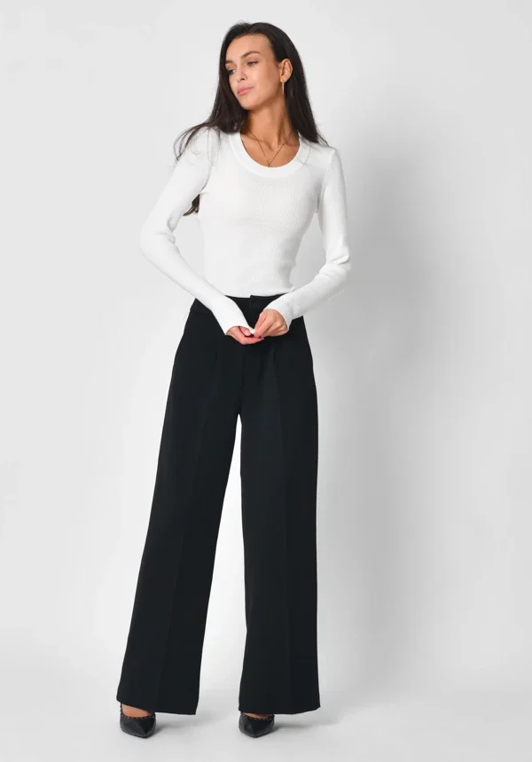 Ділові демісезонні штани прямого крою чорні | 92533