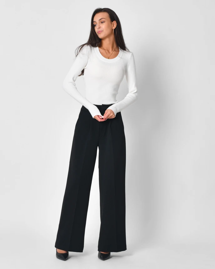 Ділові демісезонні штани прямого крою чорні | 92533