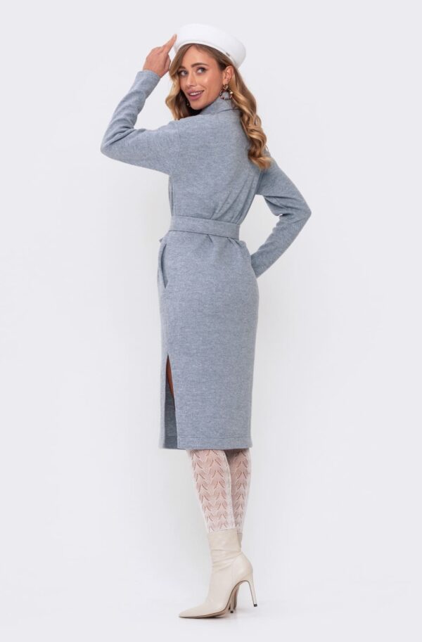 Трикотажна сукня з додаванням вовни блакитна | 93245