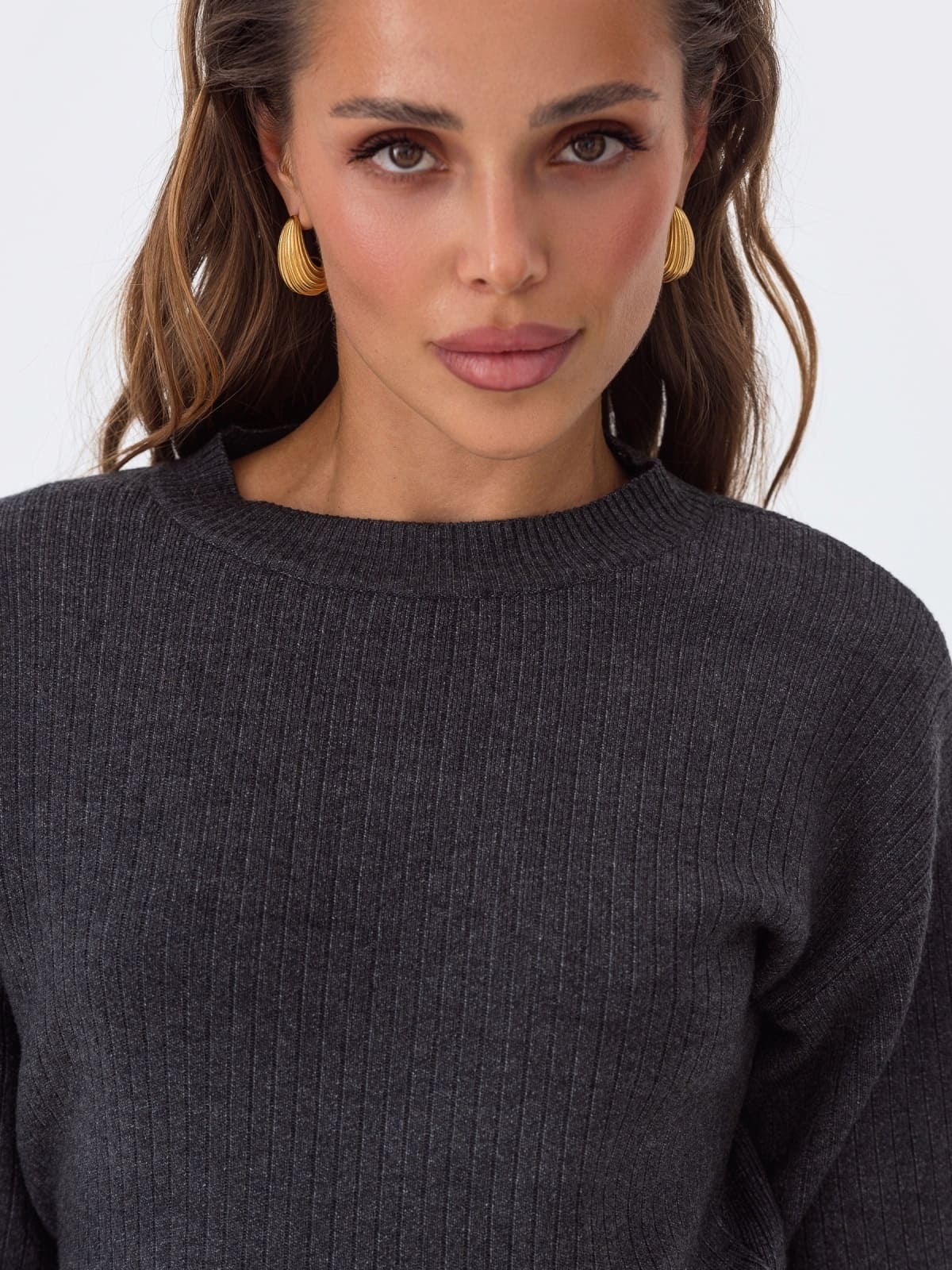 Трикотажний костюм зі спідницею темно-сірий | 92963 Трикотажний костюм зі спідницею темно-сірий | 92963