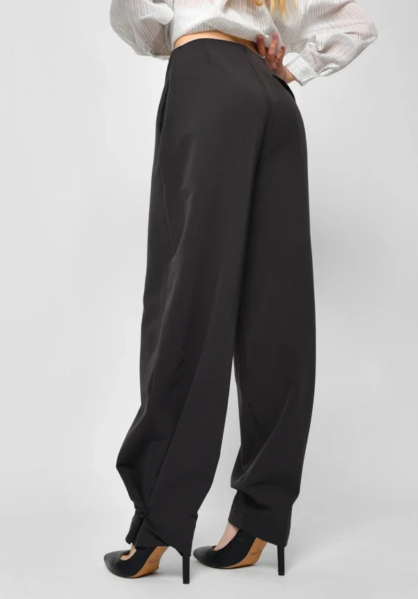 Оригінальні костюмні широкі штани графітові | 92547