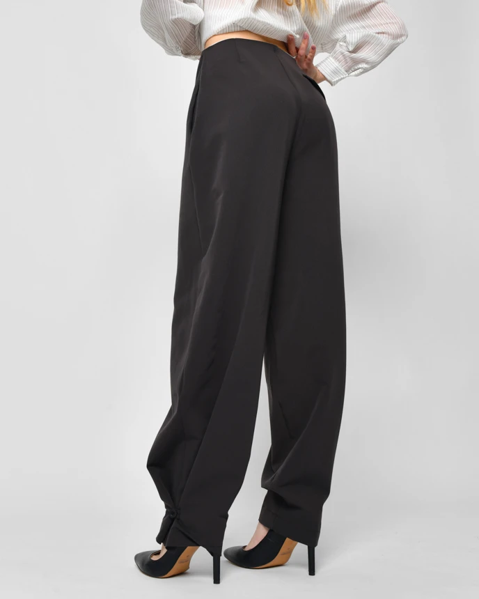 Оригінальні костюмні широкі штани графітові | 92547