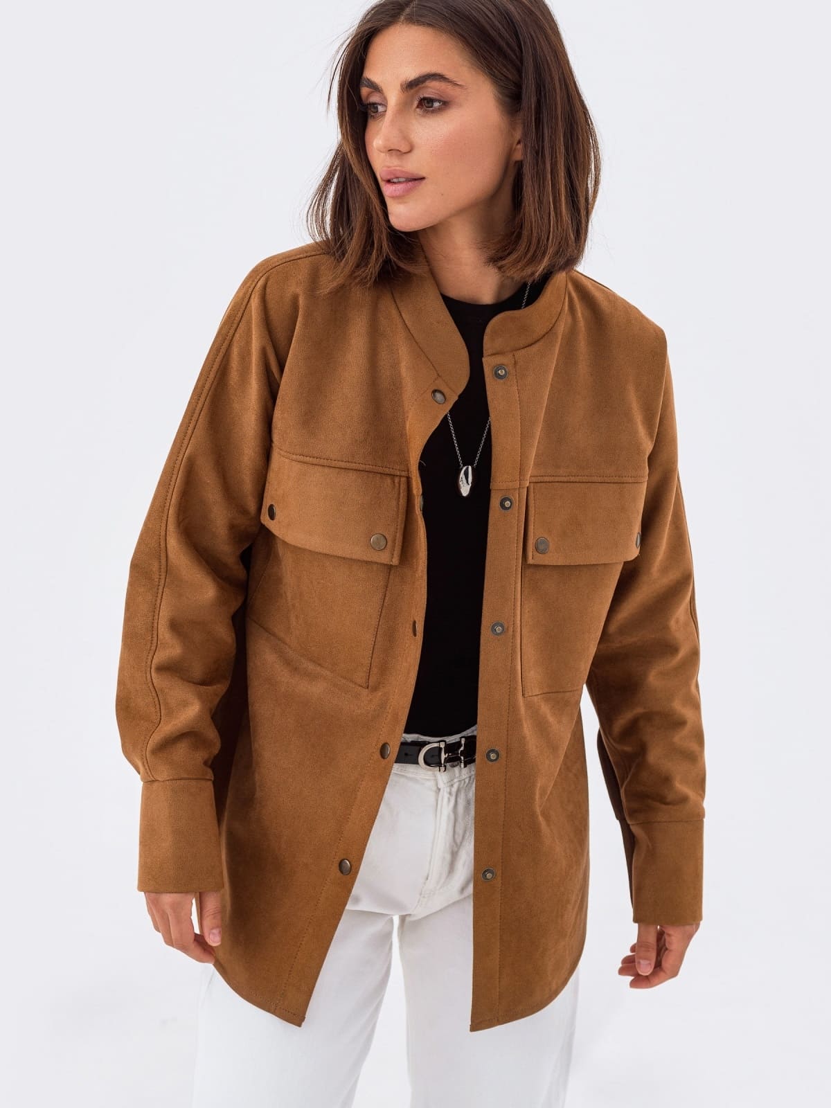 Подовжена замшева сорочка коричнева | 92674 Подовжена замшева сорочка коричнева | 92674