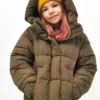 Зимовий пуховик для дівчаток оливковий | 92750