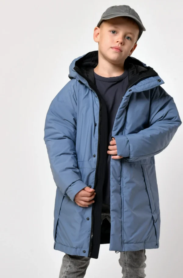 Зимова куртка для хлопчиків кольору джинс | 92796