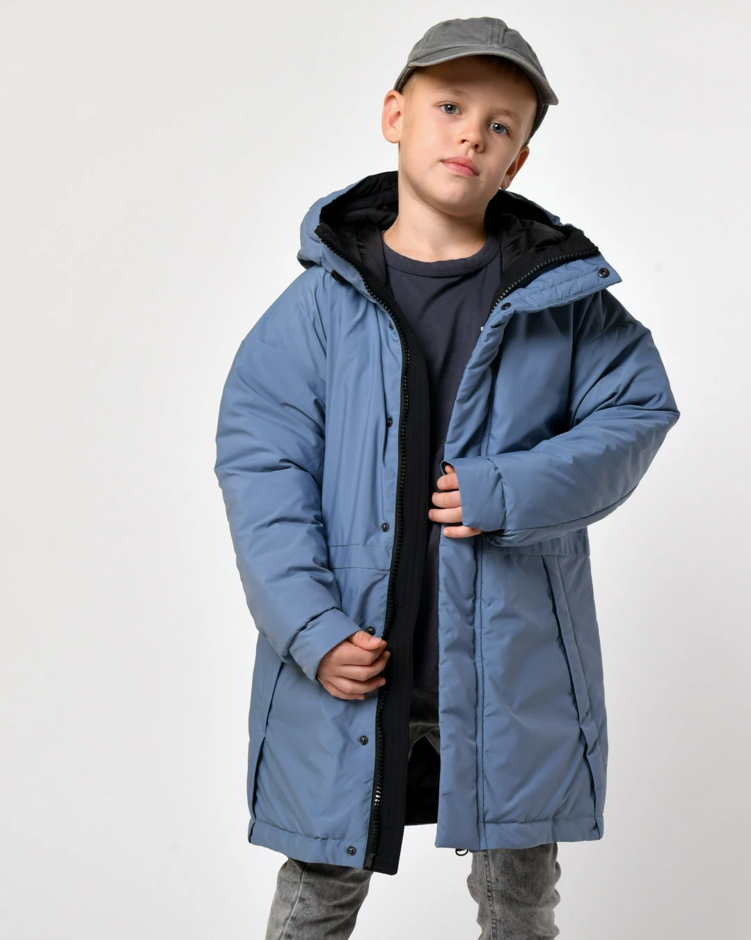 Зимова куртка для хлопчиків кольору джинс | 92796
