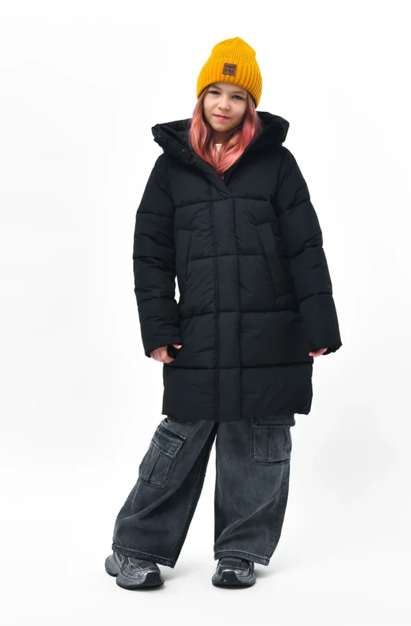 Зимовий пуховик для дівчаток чорний | 92762