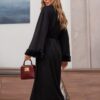 Трикотажна напіввовняна сукня-халат чорна | 92950 Трикотажна напіввовняна сукня-халат чорна | 92950