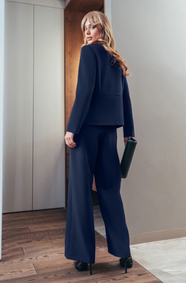 Діловий костюм темно-синій з широкими штанами | 92714