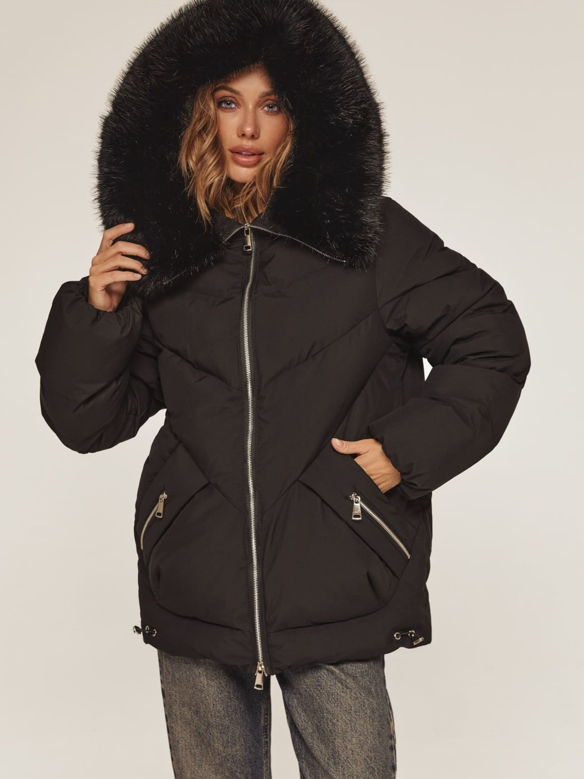Зимова куртка з вшитим капюшоном чорна | 92997 Зимова куртка з вшитим капюшоном чорна | 92997