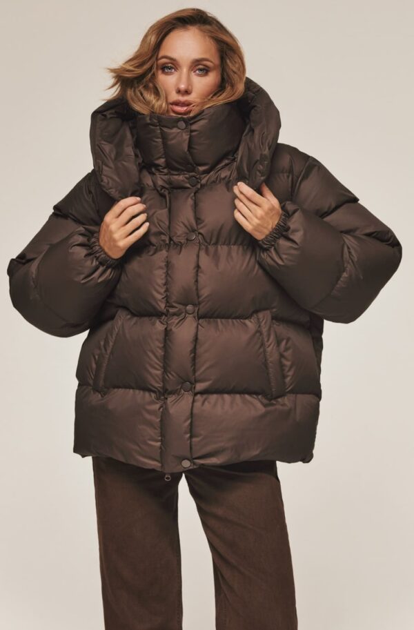 Зимова куртка зі знімним капюшоном коричнева | 93098