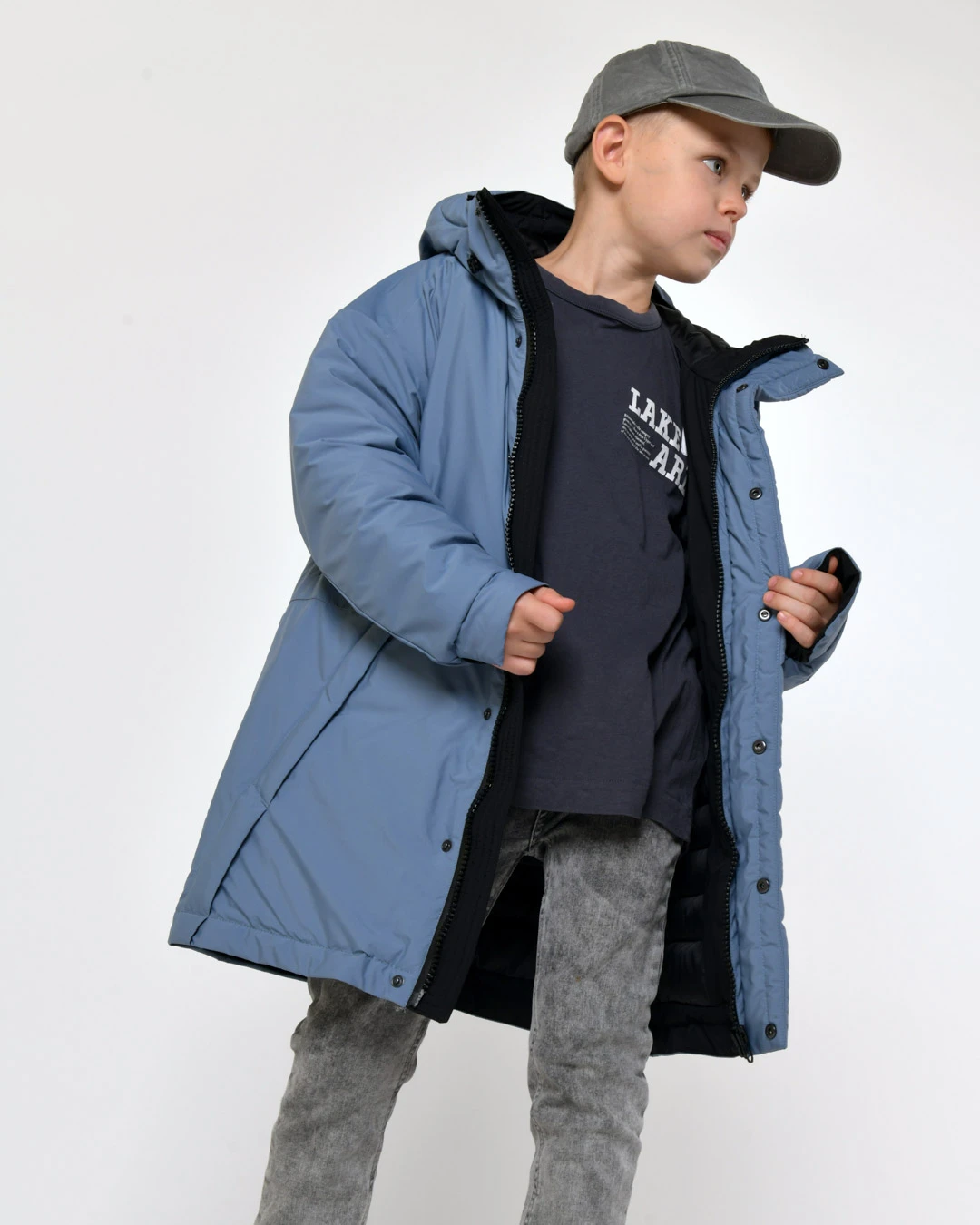 Зимова куртка для хлопчиків кольору джинс | 92796