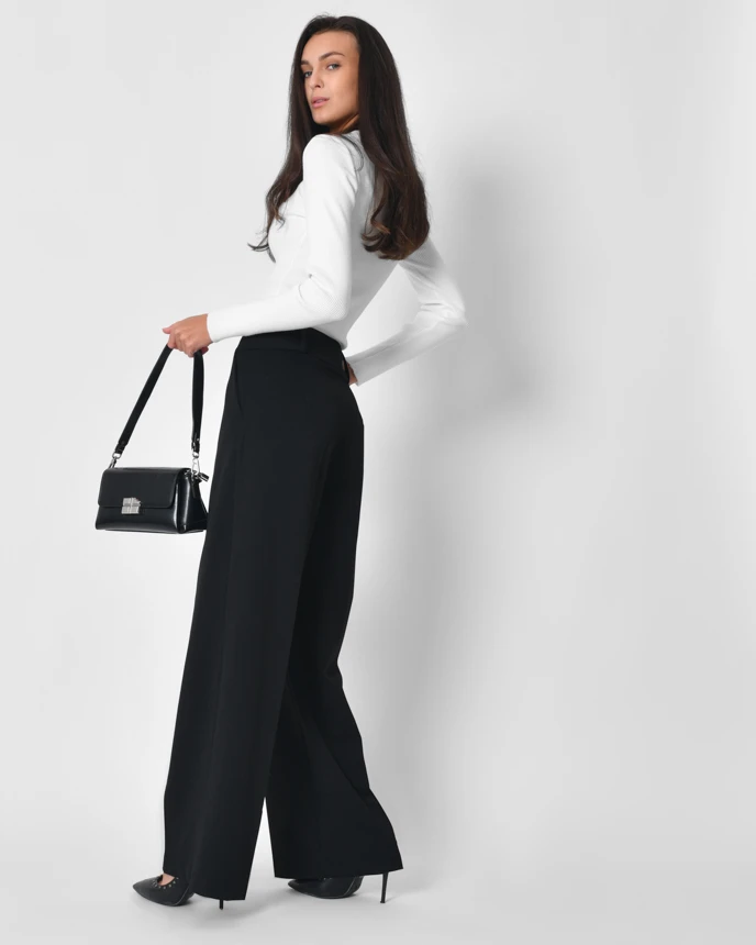 Ділові демісезонні штани прямого крою чорні | 92533