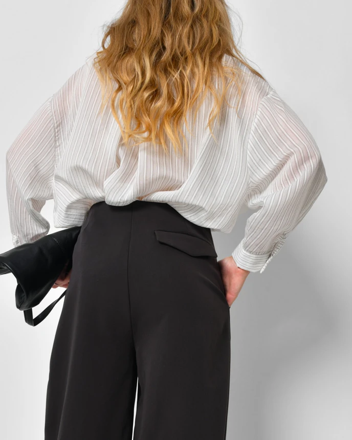 Оригінальні костюмні широкі штани графітові | 92547