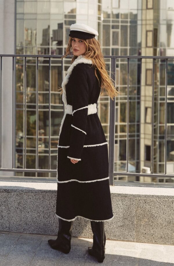 Елегантна дублянка чорна з екозамші | 92895