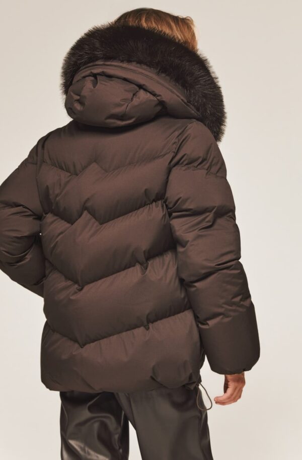 Зимова куртка з вшитим капюшоном коричнева | 92935