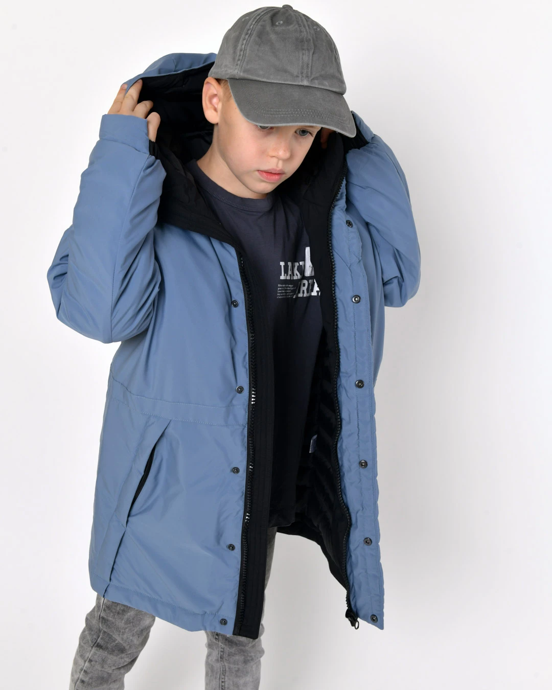 Зимова куртка для хлопчиків кольору джинс | 92796