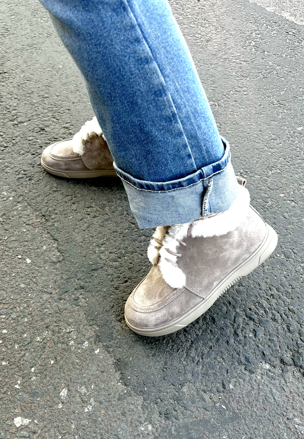 Зимові замшеві анатомічні черевики бежеві | 92581